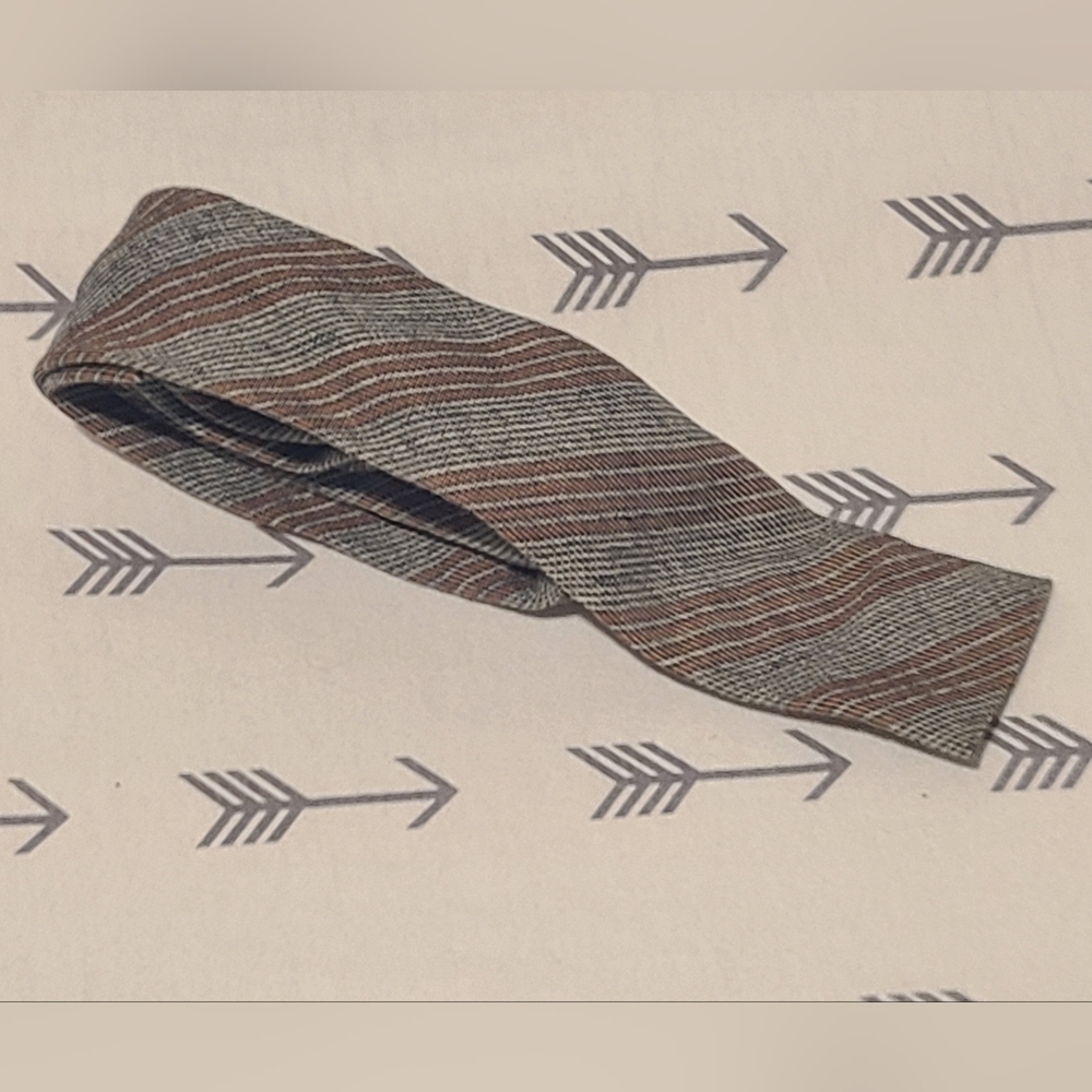 Vintage 50s Haband’s Ty Tweed Skinny Square End / Tip Tie Gray Striped Necktie